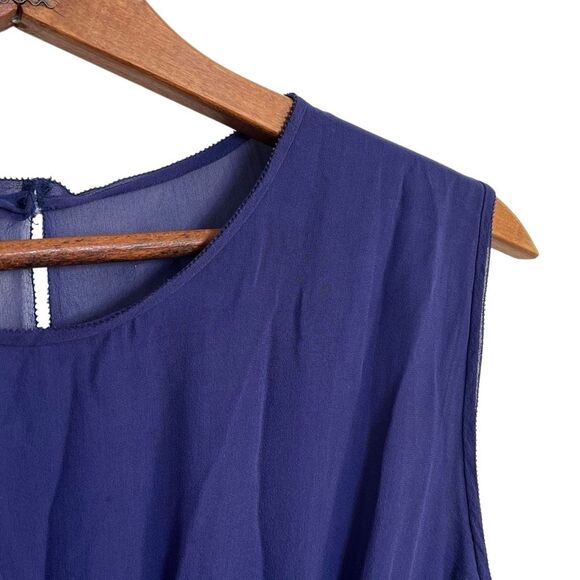 By Malene Birger Renias Sleeveless Pleated Keyhole Sheath Dress Blue Black Sz XS - Picture 5 of 8